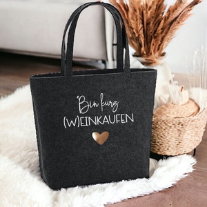 Filztasche Bin kurz Weinkaufen Einkaufsbeutel Tragetasche Geschenkidee personalisiert Shopping Bag Feltbag imagem 1