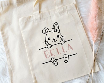 Children's bag with animal and name | small cotton bag | shopping bag | Tote bag | Jute bag | Linen bag