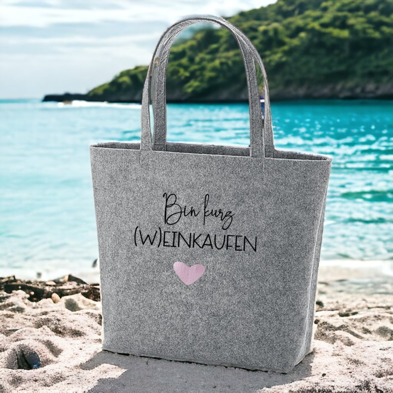 Filztasche Bin kurz Weinkaufen Einkaufsbeutel Tragetasche Geschenkidee personalisiert Shopping Bag Feltbag imagem 2