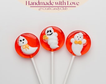 Handgemachte Halloween Lollis mit Geister Zuckerfiguren