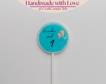 Handgemachte personalisierte Lollis mit bezaubernden Luftballon-Motiven für Geburtstage