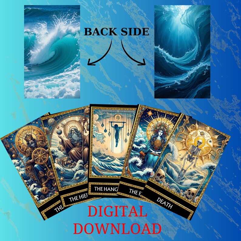 Ocean Tarot Deck – Printable Digital Tarot Cards, 78 Card Set - Etsy