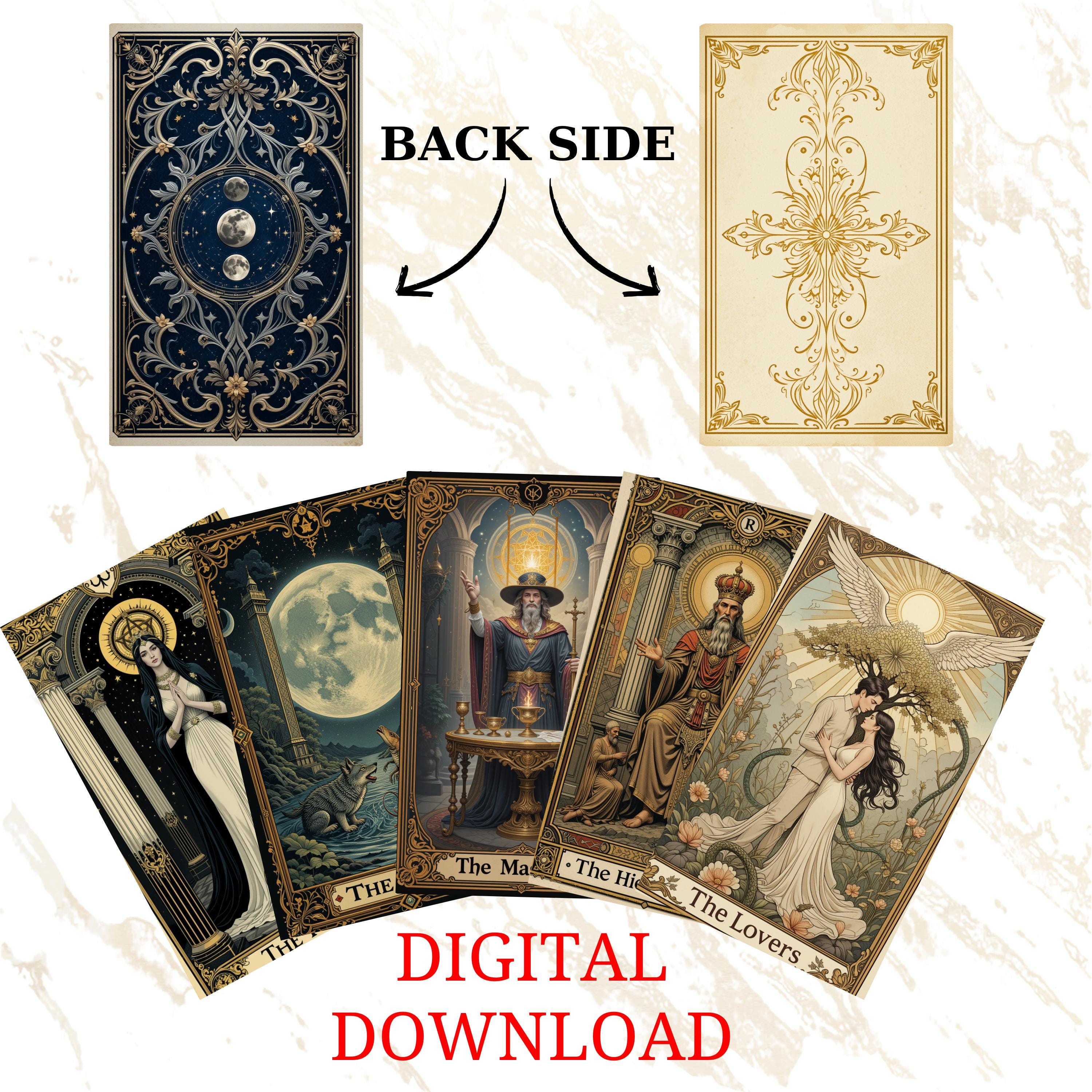 Vintage Art Nouveau Tarot Deck – Printable Digital Cards – Elegant 78 ...