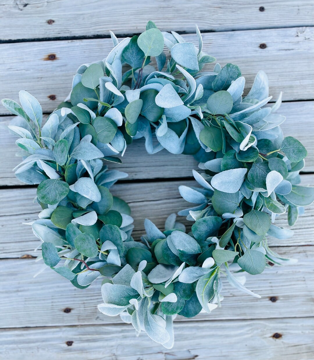 Lambs Ear and Eucalyptus Wreath, Year-round Greenery Wreath, Front Door ...