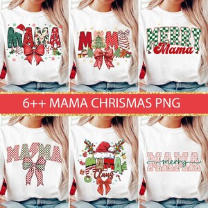 Christmas Mama Coquette Png, Mama Claus png, Christmas Tree Cake png, Christmas coquette bow png, Doodles Xmas, Candy Cane Santa Hot Cocoa