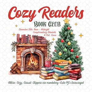 Christmas Cozy Readers Book Club Png, Christmas Book Png Design, Christmas Book Lover, Christmas Book Club Sublimation Design Digital
