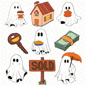 Halloween Ghost Real Estate Png, Trick Or Treat Need More Square Feet Real Png, Real Estate Agent Png, Fall Real Estate PNG, Spooky Realtor