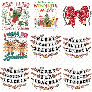 Bundle Merry Teacher PNG, Teacher Christmas PNG, Teacher Png, Christmas Gifts, Merry Christmas Png, Christmas Teacher, Xmas Tree Cake