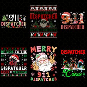 Santas Favorite 911 Dispatcher Christmas Police Dispatch Bundle Png, Merry 911 Dispatcher Png, 911 First Responder Png, Police Dispatch Png