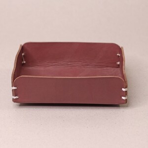 Genuine Leather Desk Basket For Wallet Coin Box, Side Stiched Valet Tray Bedside Tray, Small Decorative Tray, Desk Organiser Tray For Office