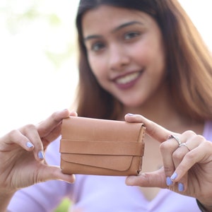 Genuine Leather Coin Purse, Card Holder Wallet, Earphone Case, Small Folding Pouch, Card Purse Handbag, Handmade Leather Coin Purse For Gift image 8