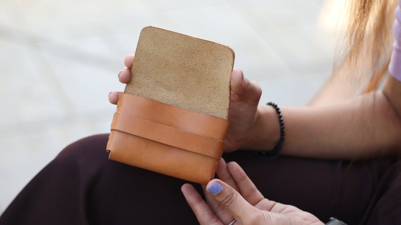 Genuine Leather Coin Purse, Card Holder Wallet, Earphone Case, Small Folding Pouch, Card Purse Handbag, Handmade Leather Coin Purse For Gift image 9