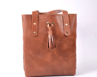 Genuine Leather Tote Handbag Bag,  Handmade Leather Purse, Full Grain Leather Bag, Leather Tote Bag For Women, Christmas Gift For Her