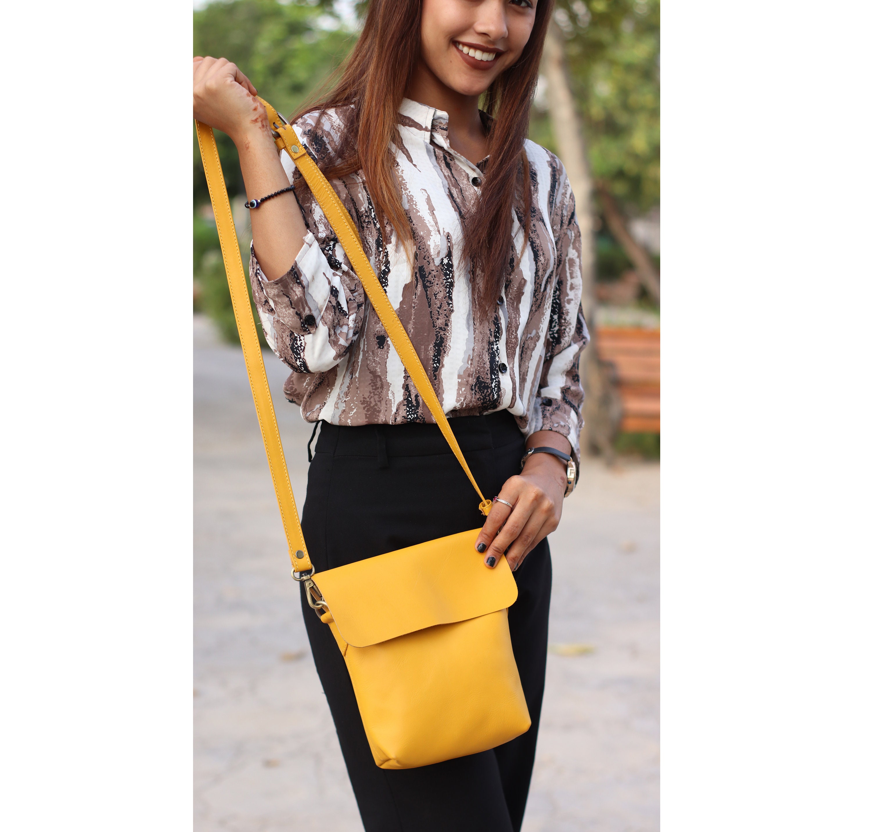 Leather Crossbody Yellow main image 1