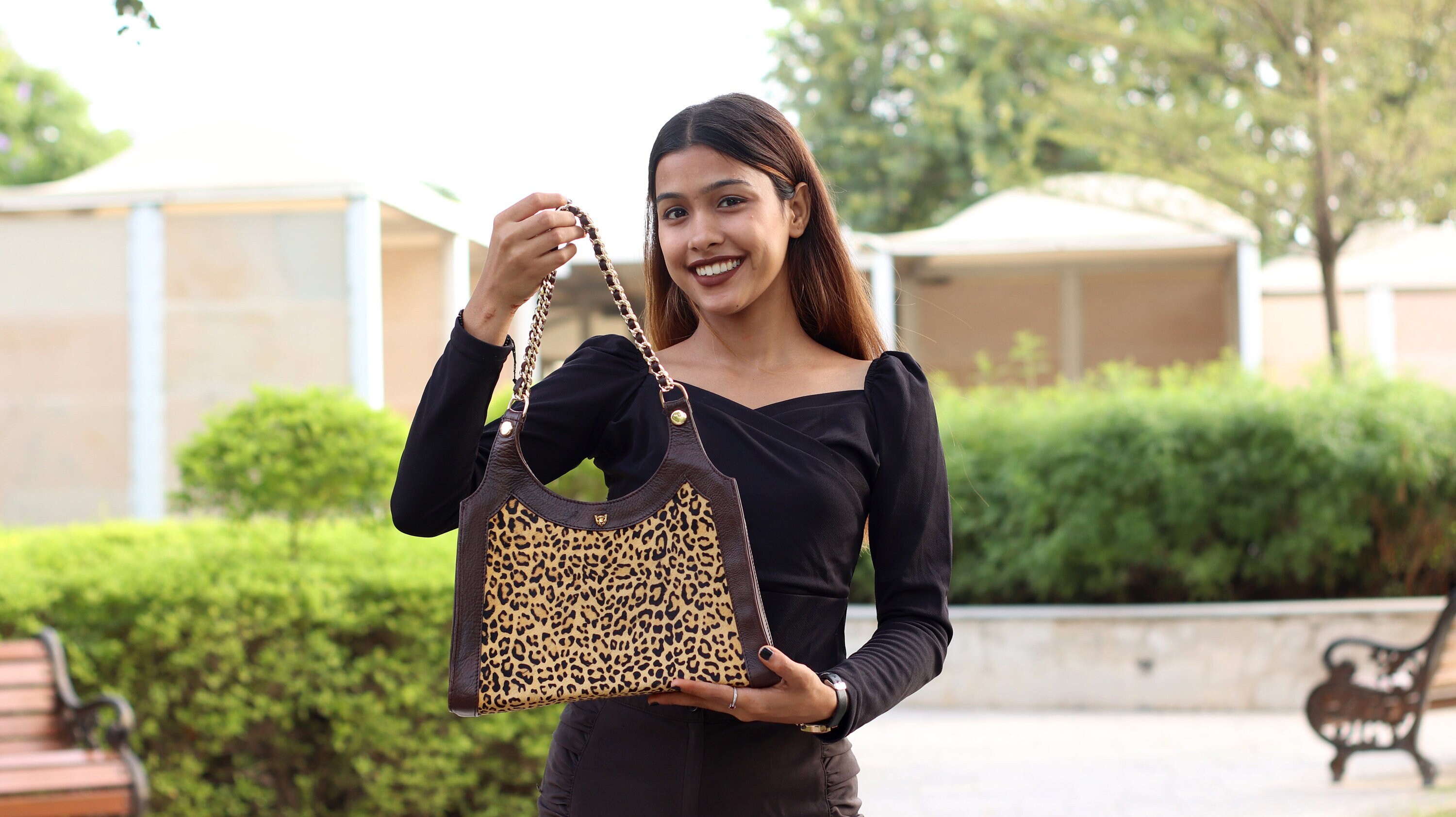 Sac à outlet main leopard