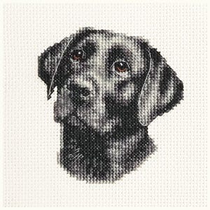 BLACK LABRADOR DOG Counted Cross Stitch Kit - Exclusive design, Original by Fido Stitch Studio