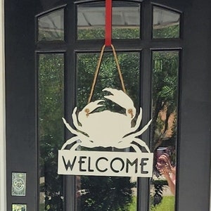 16&quot; PVC Door Hanger Crab Coastal Sign, Exterior Weatherproof House, Custom House Sign, Beach House Decor, Summer Pool House Welcome sign