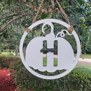 16&quot; PVC Door Hanger Pumpkin Initial Monogram Sign, Exterior Weatherproof House Sign, Fall House Decor, Halloween  Welcome Sign, thanksgiving