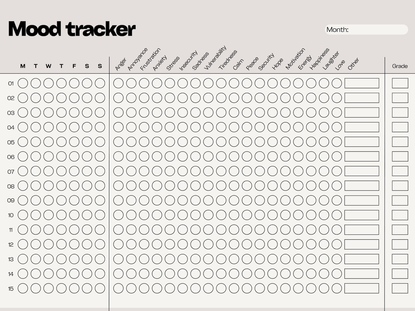 Hearts Mood Tracker Printable, Daily Emotion Tracker (PDF) - Etsy