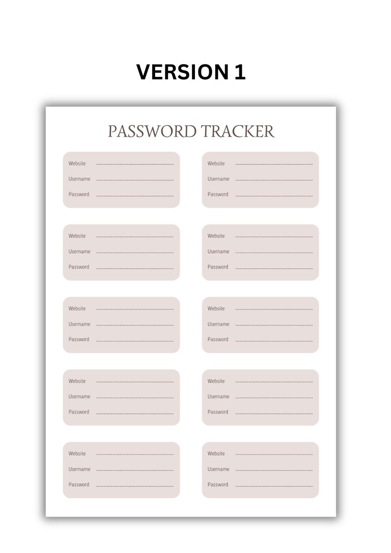 Printable Password Tracker, Fillable PDF, A4/a5/letter (digital ...