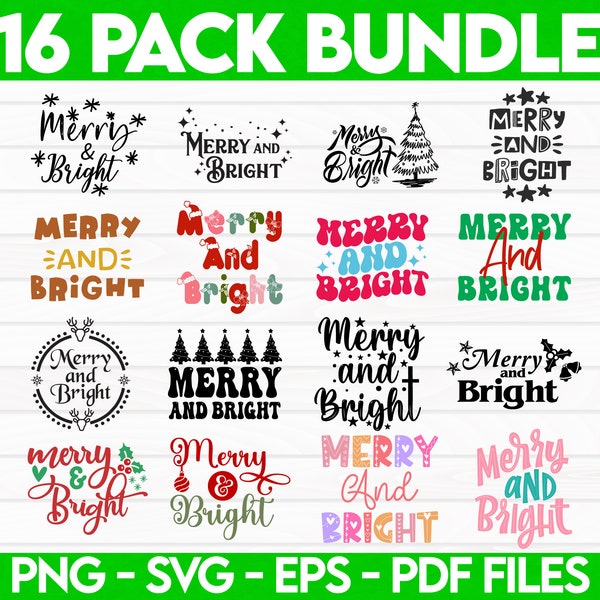 Merry and Bright Svg, Merry and Bright Png, Merry and Bright Svg Bundle, Merry and Bright, Christmas Svg Cut Files, Svg Files for Cricut