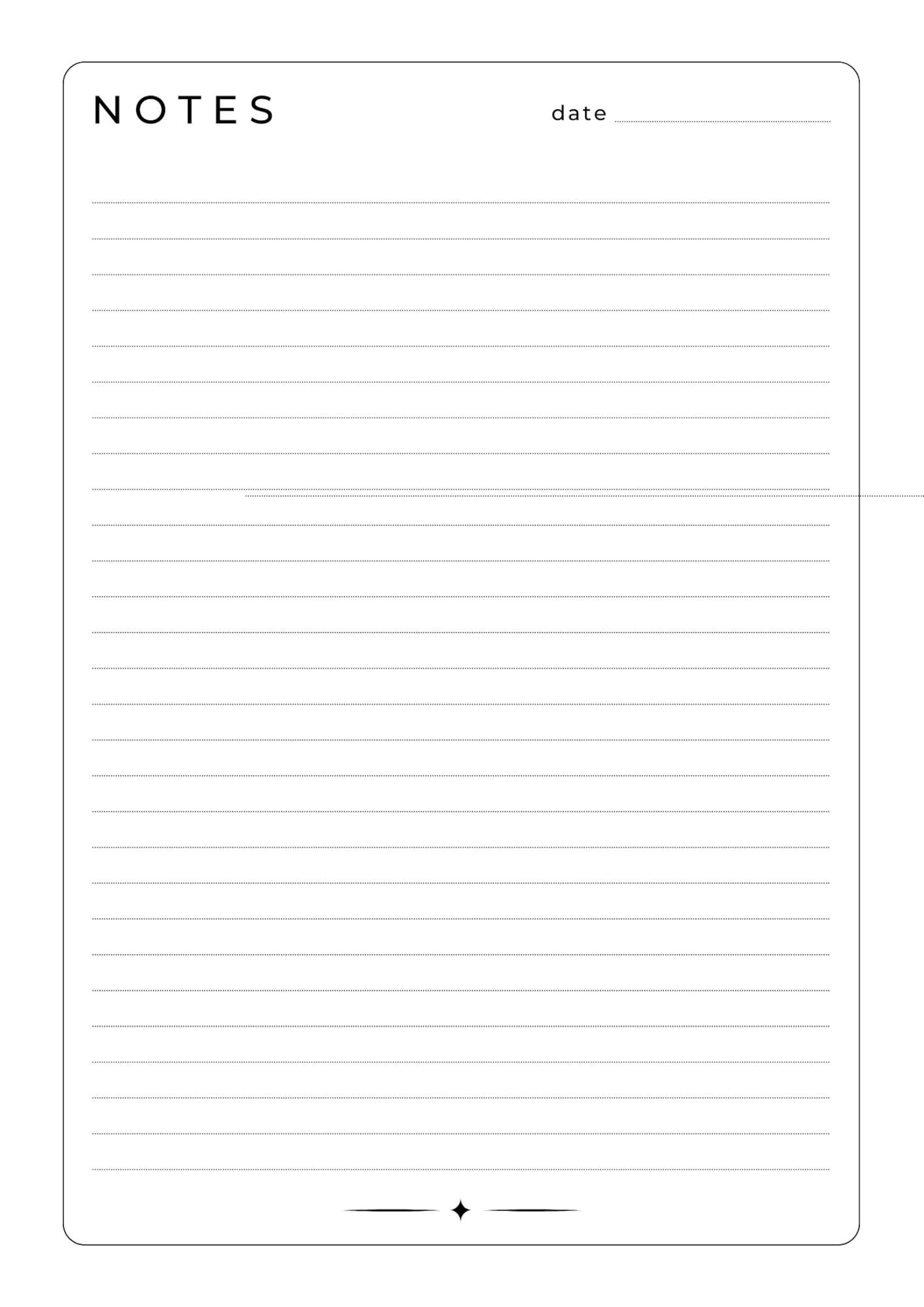 Lined Notes Page Printable Template (PDF) - Etsy