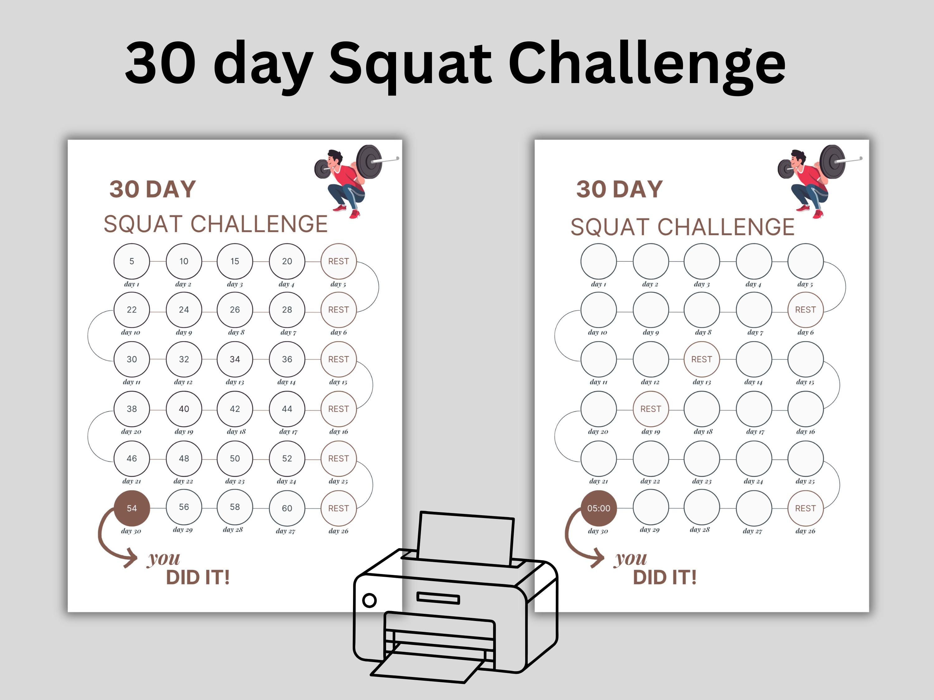 30 Day Squats Challenge Printable | Fitness Planner | Strengthen Lower ...
