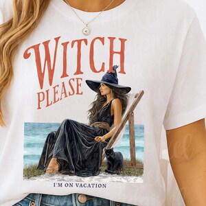 Summer Witch PNG: Beach Halloween Illustration (Digital Download)
