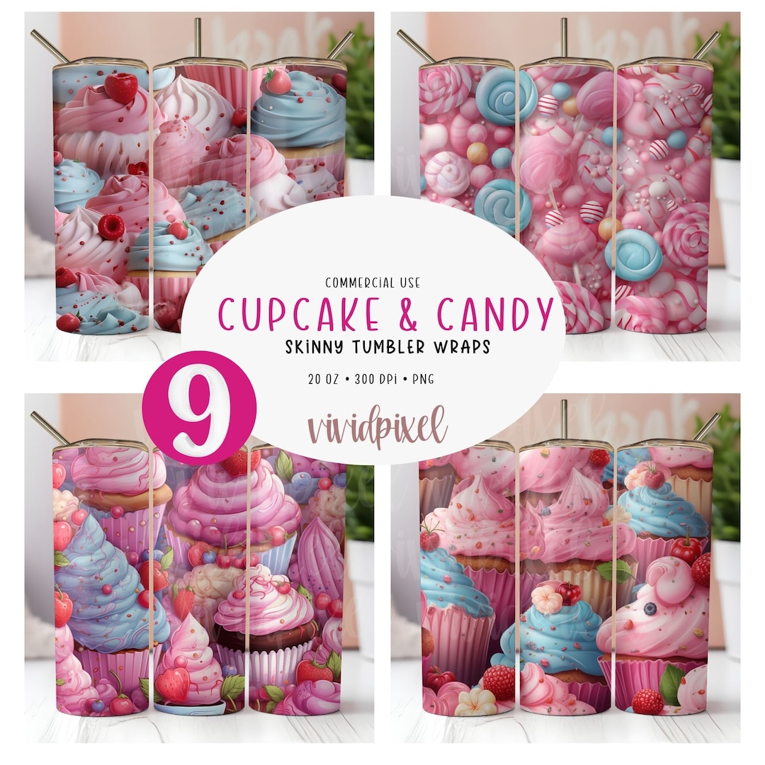 Cupcake Candy Tumbler Wrap: Candycore Sublimation PNG Bundle (digital ...