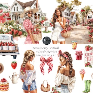 Paquete de imágenes prediseñadas del Festival de la Fresa / Imágenes prediseñadas de la Granja de Fresas