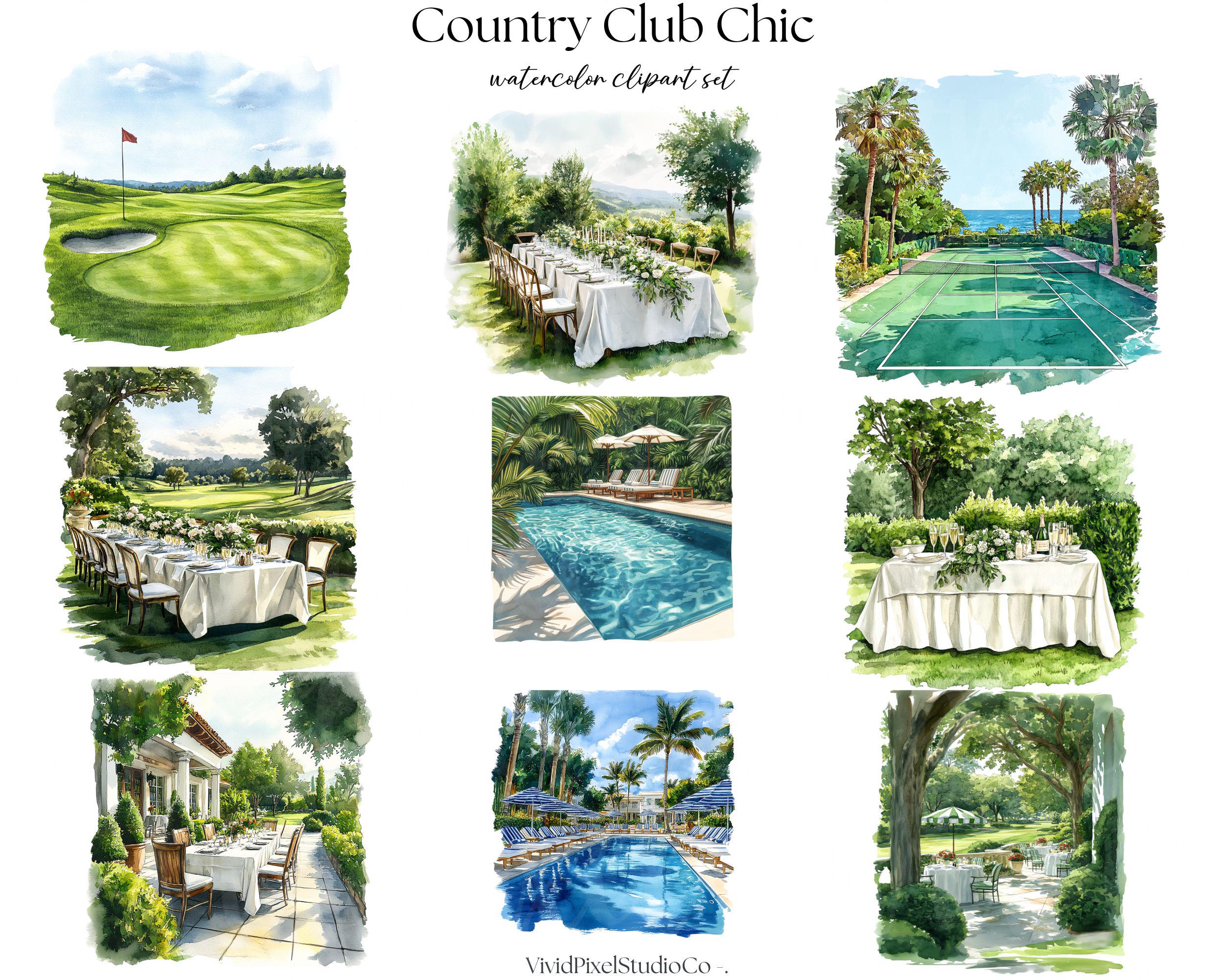 Luxury Country Club Clipart Bundle | Country Club Chic | Preppy Tennis ...