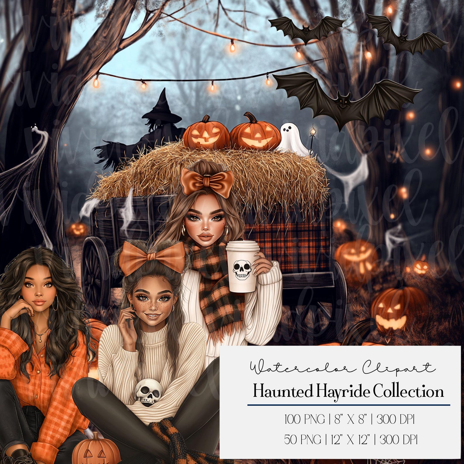 Haunted Hayride Halloween Clipart Bundle | Fall Characters, Cozy ...