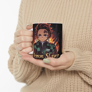 Demon Slayer Ceramic Mug, Funny Anime Cartoon Mug, Quirky Coffee Cup, Anime Lover Gift, Collectible Mug, Gift for Him, Gift For Her