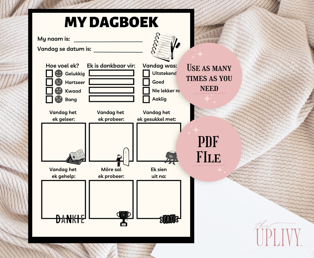 Afrikaans Kids ADHD Journal Daily Journal Diary For Etsy