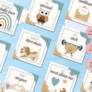 Afrikaans Kinder Positive Affirmationskarten in Blau | 40 druckbare Affirmationskarten | Digitaler Download | Kinder Ermutigungskarte