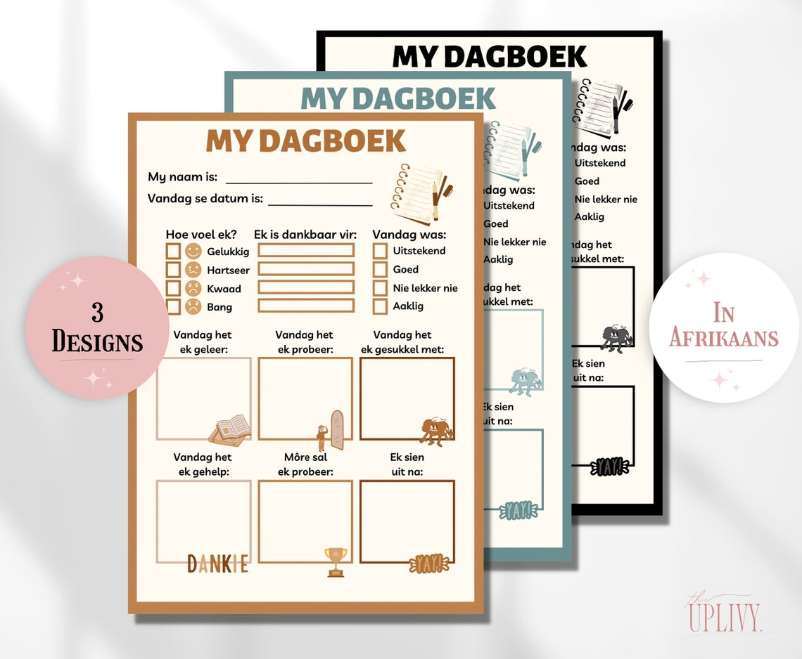 Afrikaans Therapy ADHD Daily Journal for Kids Printable ADHD Etsy