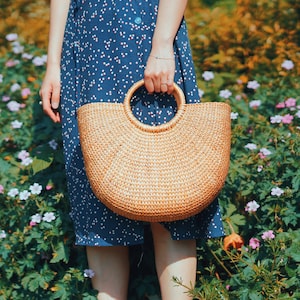 SALE! Half Moon Straw Bag - Straw Beach Bag, Woven Tote Bag, Straw Tote Bag, Large Wicker Bag, Straw Handbag, Beach Tote Bag for Holiday