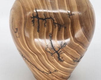 Decorative Vase/hollowform - Elm with lichtenberg wood burning designs.