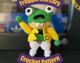 Froggie Mercury Crochet Pattern | Freddie Mercury as a Frog Amigurumi PDF