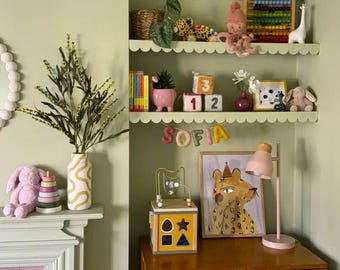 Scallop Trim Edging: Ikea Mosslanda Shelf Decor, Crafty MDF