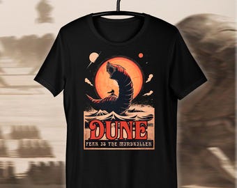 Retro Dune T-Shirt: Angst ist der mind-Killer, Sci-Fi Buch Cover