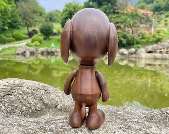 Companion Snoopy X Peanuts Karimoku Sculpture Carved in Walnut