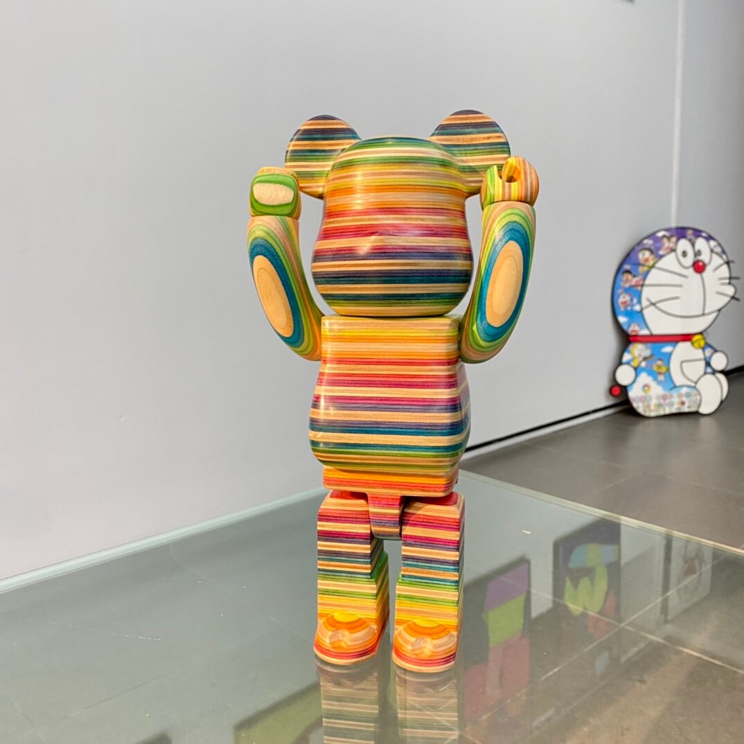 BE@RBRICK カリモク　HAROSHI  carvedwood 400％ BE@RBRICK 400% Sk8board Rainbow X Haroshi Karimoku Sculpture