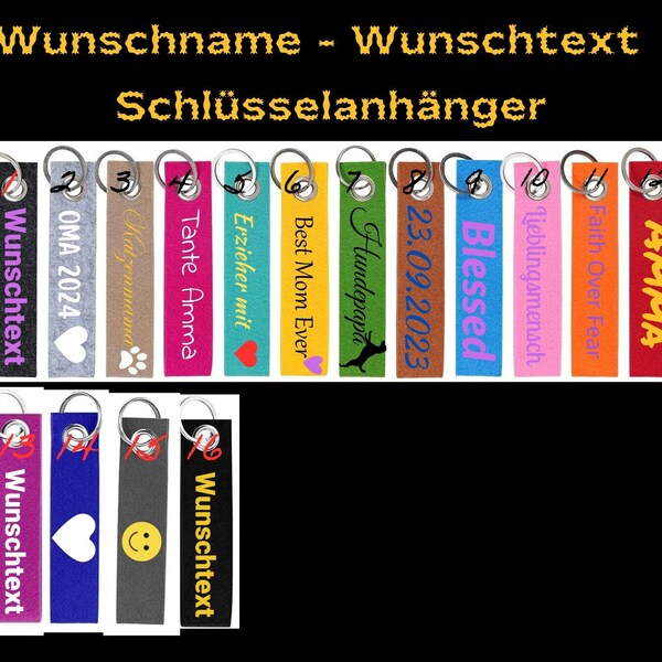 Schlüsselanhänger personalisiert /Schlüsselanhänger Filz / Schlüsselanhänger Mama Papa Name / Schlüsselbund Name