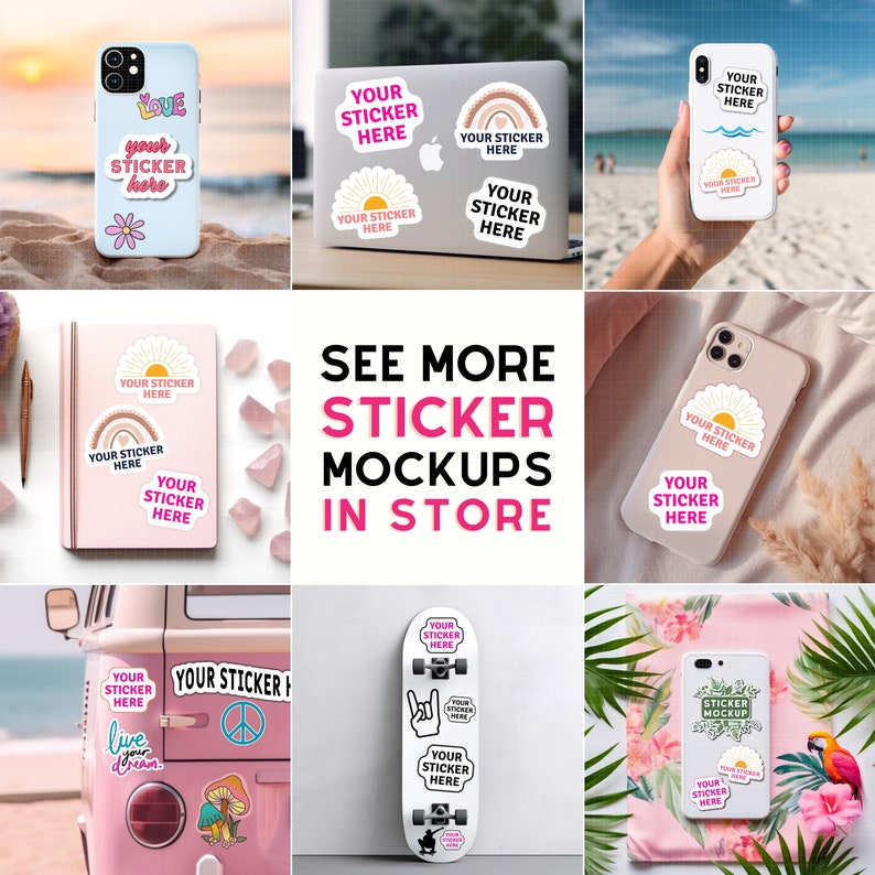 Sticker Mock Ups, Die Cut Stickers Mockup, Phone Sticker Mock, Decal