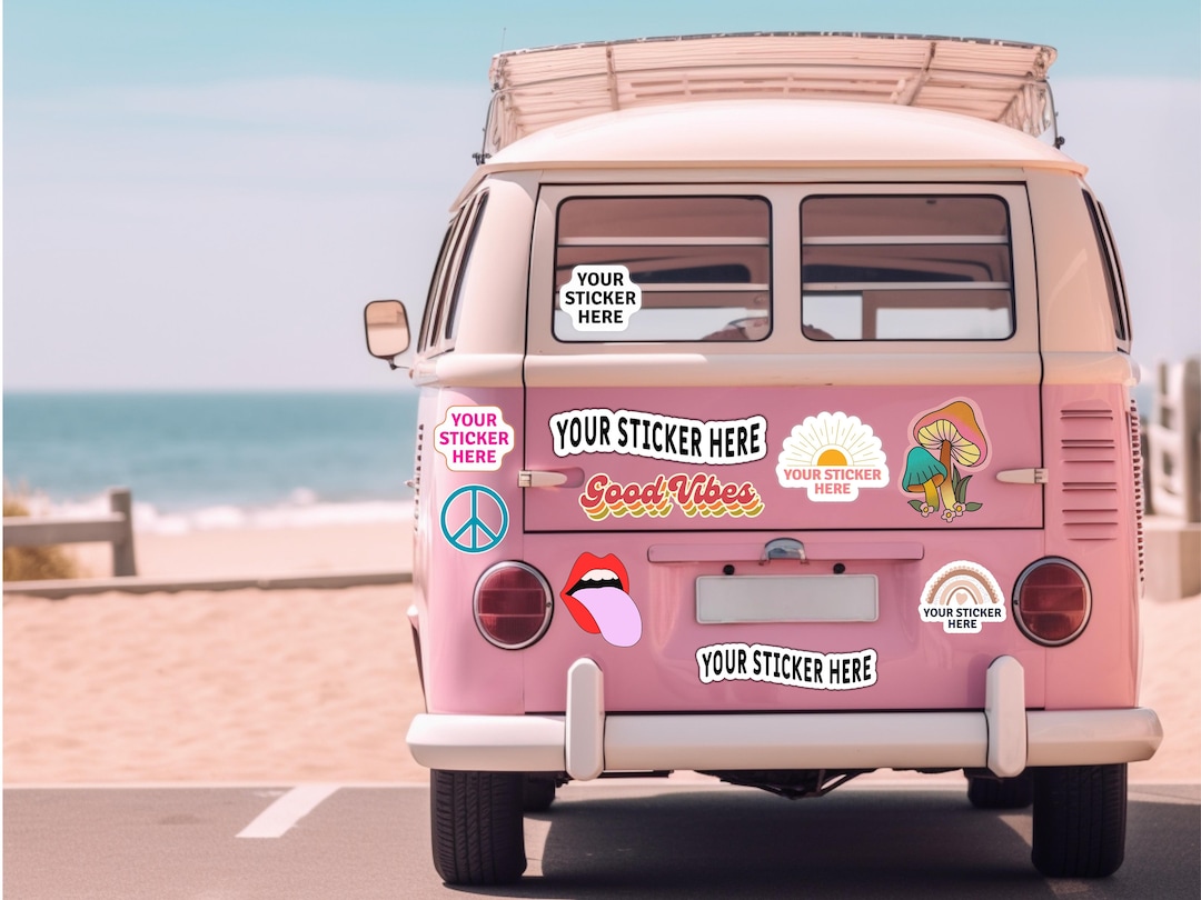 Bumper Sticker Mockup Camping Van Decal Mockup Vinyl Sticker RV Camper