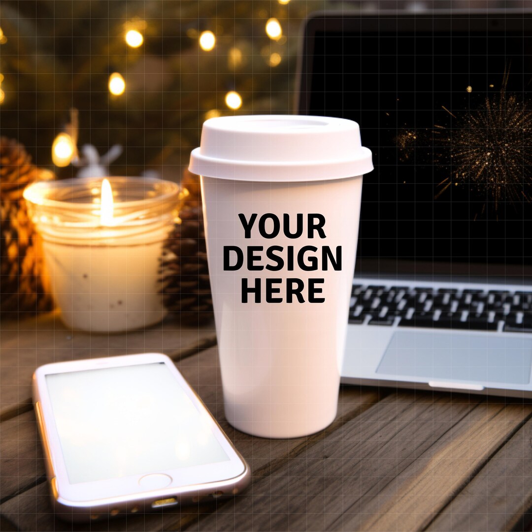 16 Oz Hot Cup Tumbler Mug Mockup, Reusable Cup, White Travel Mug Mockup