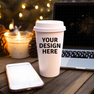 16 oz Hot Cup Tumbler Mug Mockup, Reusable Cup, White Travel Mug Mockup, Tumbler Mock Up, Barista To Go Mug, Take Out Cup Mockup