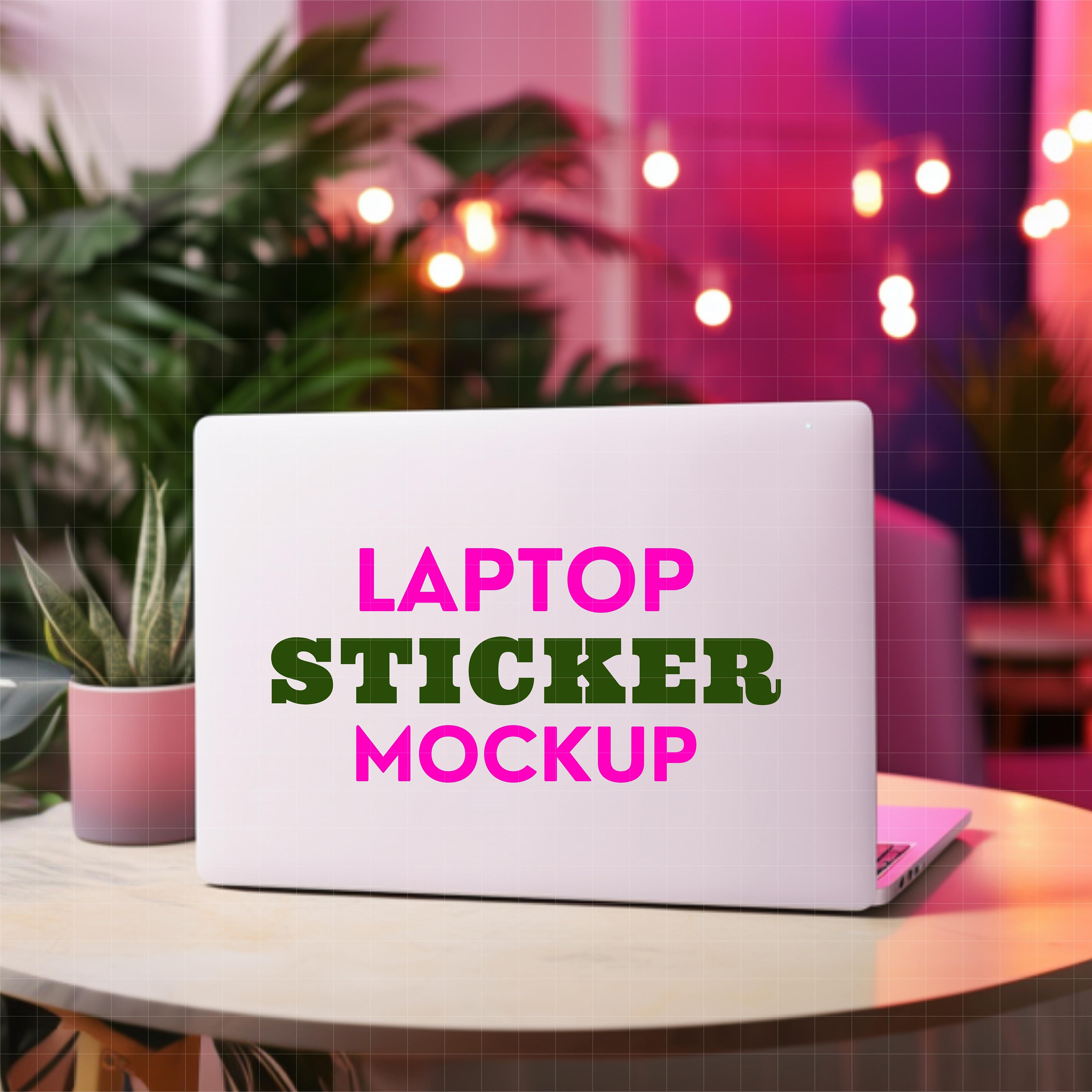 Sticker Mockup Laptop Cover Decal Mock Up, Computer Stickers Mockups