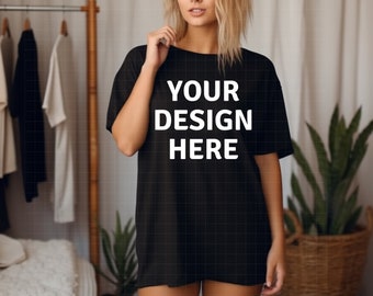 Oversized T Shirt Mockup, TShirt Mockup, Oversize Shirt, Black T-shirt Mockup, Shirt Mockup, Model Mockup